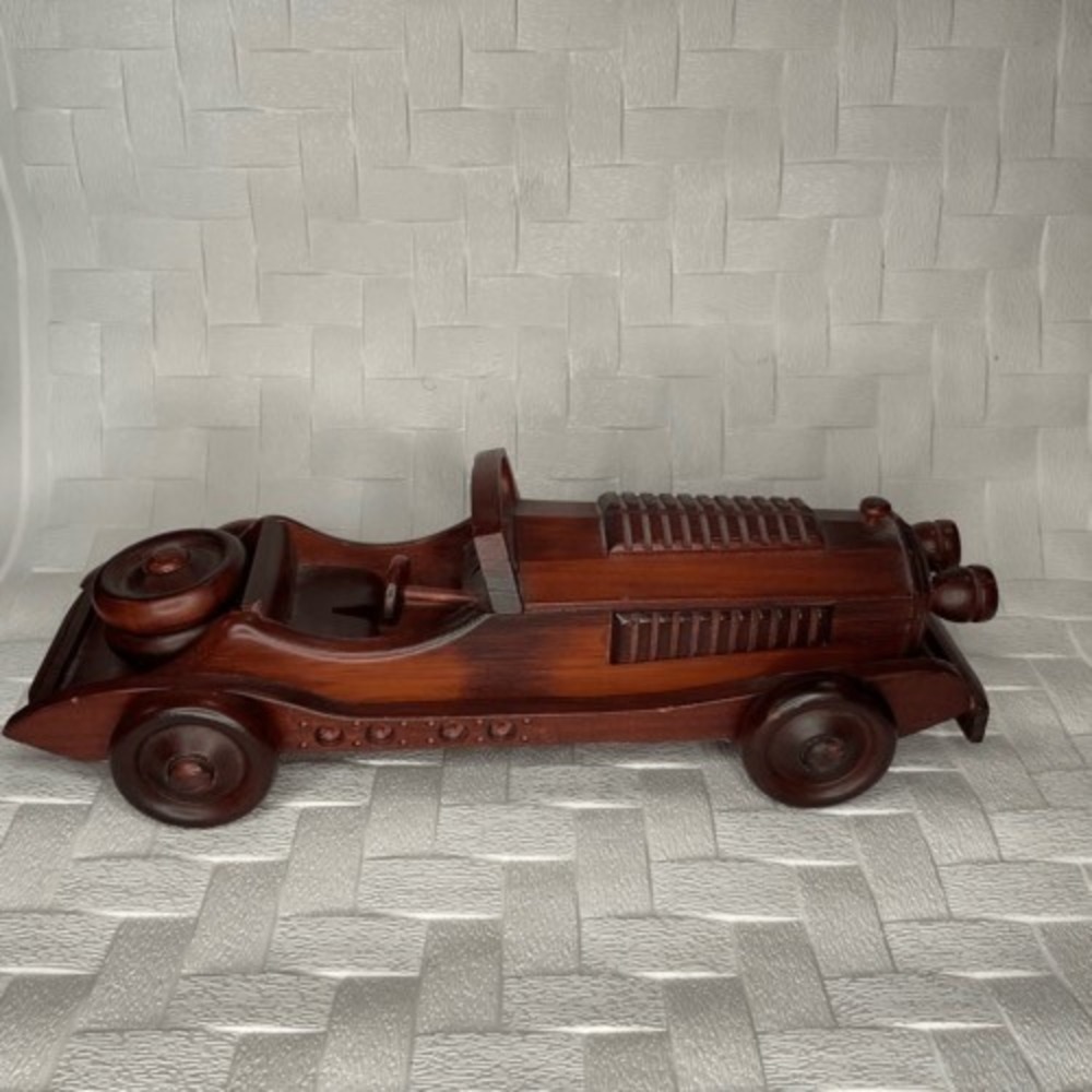 Vintage Brown/Red Wood Decor Replica Model Car 1931's Mercedes SSKL? AS IS